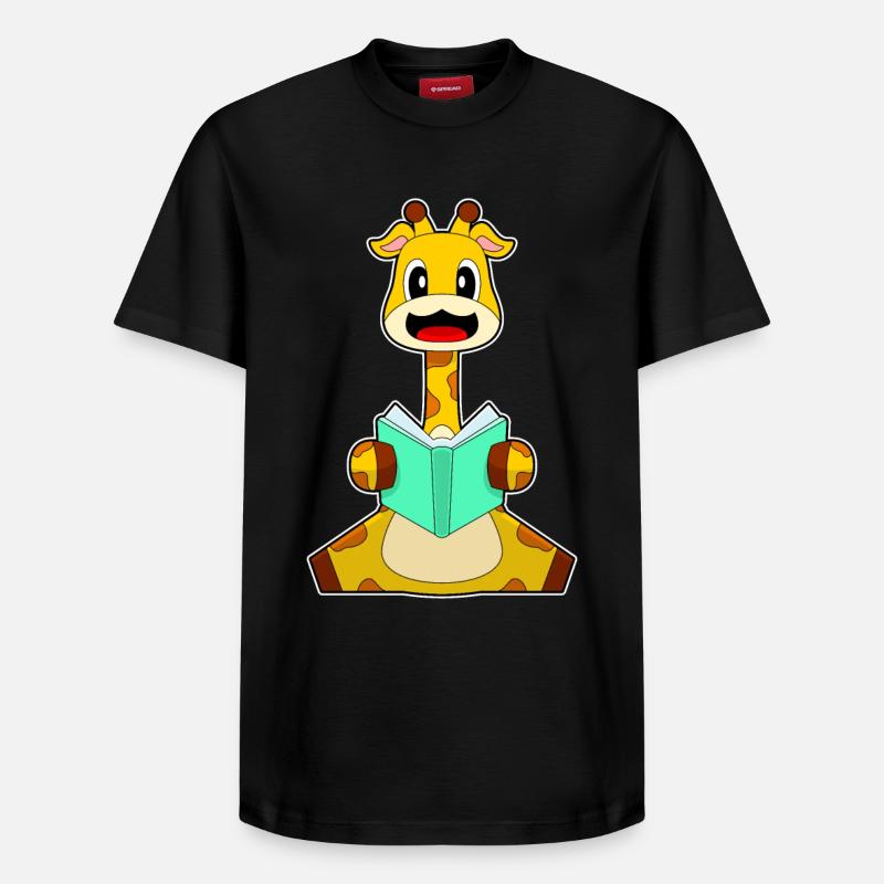 Giraffe Nerd Buch - Relaxed Unisex Supima Cotton T-Shirt – von SPREAD - Schwarz
