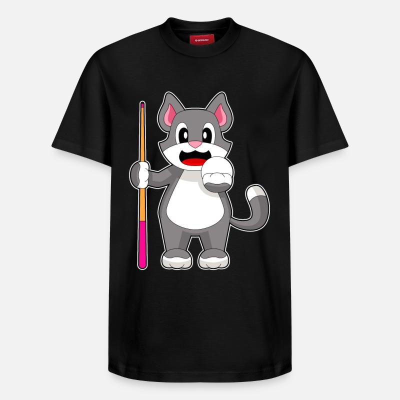 Katze Billiard Queue - Relaxed Unisex Supima Cotton T-Shirt – von SPREAD - Schwarz