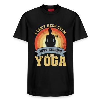 Blague sur le yoga - T-shirt unisexe décontracté en coton Supima – de SPREAD - noir - Devant - AI Model Female 172 light (172cm) & AI Model Male 178 light (178cm)