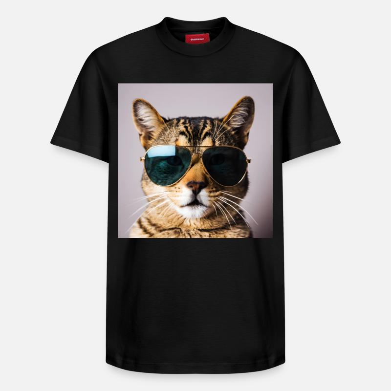 Katze mit Sonnenbrille - Relaxed Unisex Supima Cotton T-Shirt – von SPREAD - Schwarz