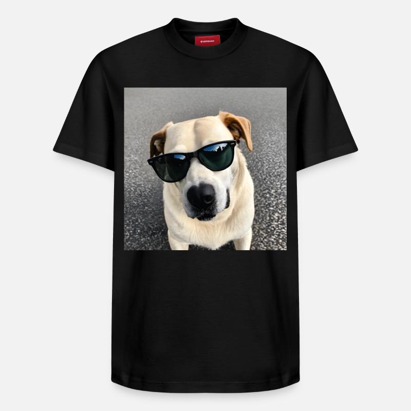 Hund mit Sonnenbrille - Relaxed Unisex Supima Cotton T-Shirt – von SPREAD - Schwarz