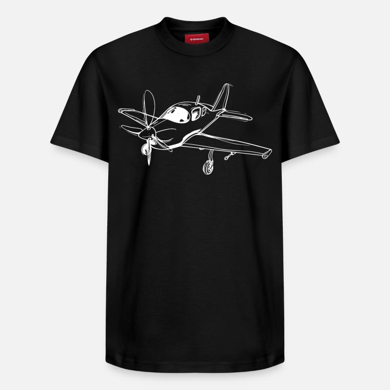 Hélice Avion Lineart - T-shirt unisexe décontracté en coton Supima – de SPREAD - noir