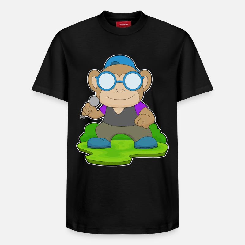 Singe Singe Microphone Chant - T-shirt unisexe décontracté en coton Supima – de SPREAD - noir