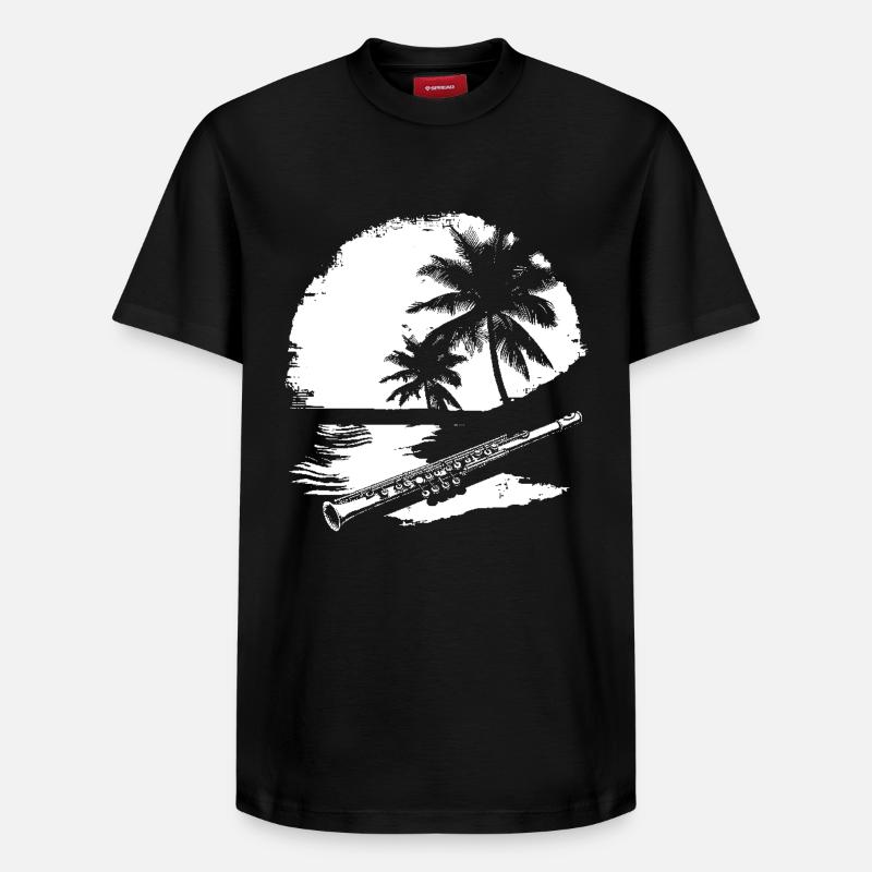 Flûte graphique - T-shirt unisexe décontracté en coton Supima – de SPREAD - noir