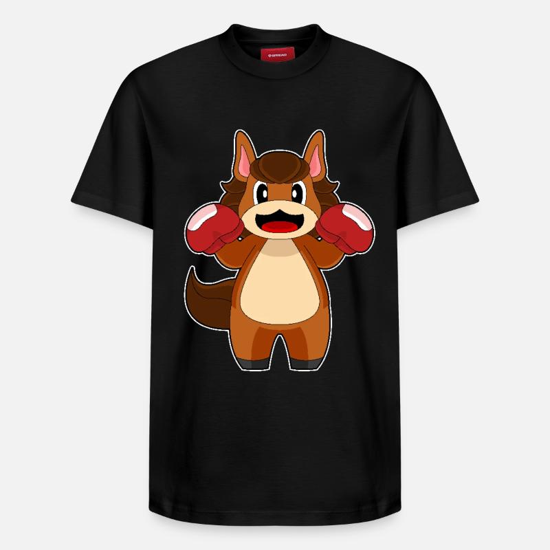Pferd Boxer Boxhandschuhe Boxen - Relaxed Unisex Supima Cotton T-Shirt – von SPREAD - Schwarz