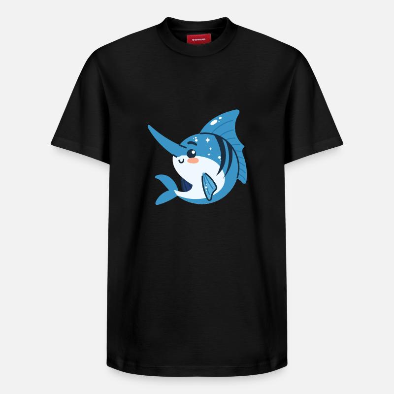 L’espadon en mouvement - T-shirt unisexe décontracté en coton Supima – de SPREAD - noir