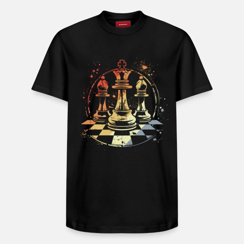 Pièces d’échecs rétro - T-shirt unisexe décontracté en coton Supima – de SPREAD - noir