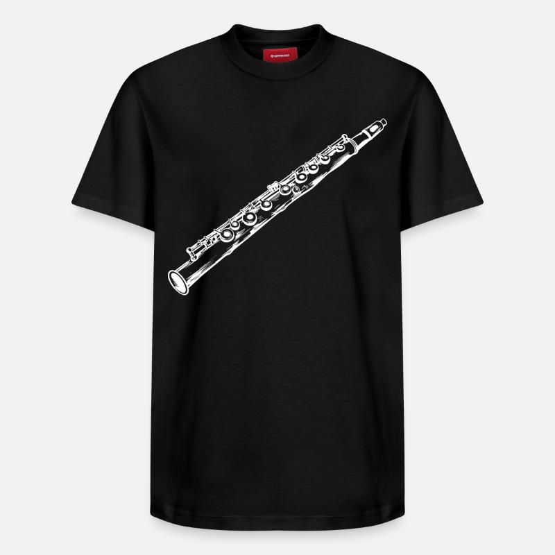 Dessin de flûte traversière - T-shirt unisexe décontracté en coton Supima – de SPREAD - noir