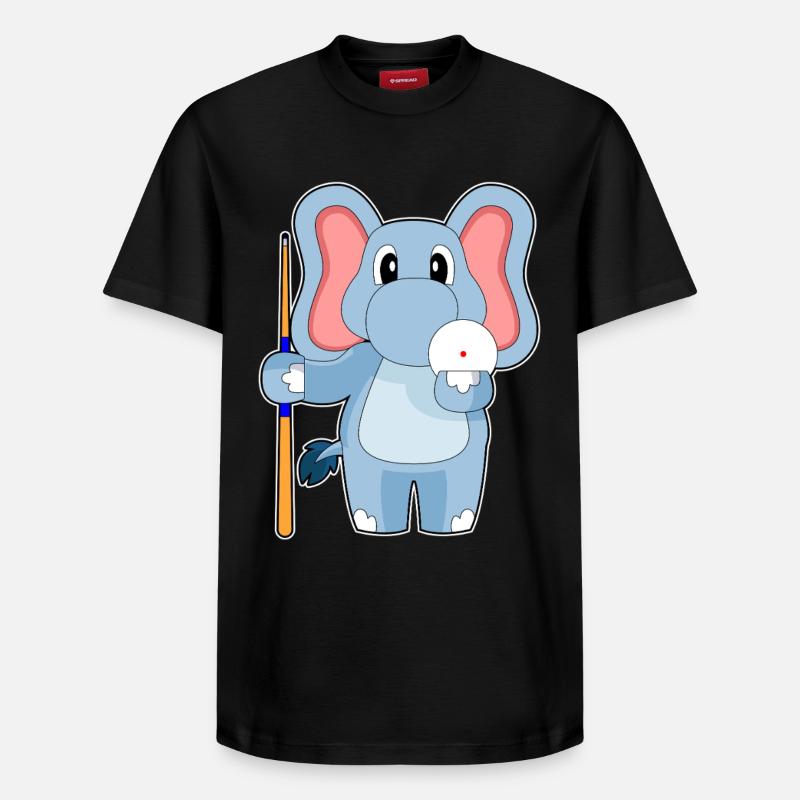Cue de billard éléphant - T-shirt unisexe décontracté en coton Supima – de SPREAD - noir