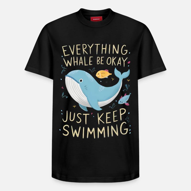 Baleine Be Okay - T-shirt unisexe décontracté en coton Supima – de SPREAD - noir