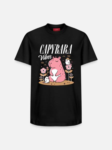 Ambiance détendue de Capybara - T-shirt unisexe décontracté en coton Supima – de SPREAD - noir