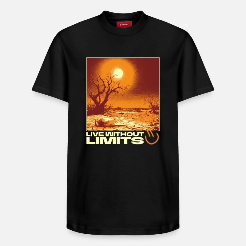 Live Without Limits – Surreal Desert Scene - Relaxed Unisex Supima Cotton T-Shirt – von SPREAD - Schwarz