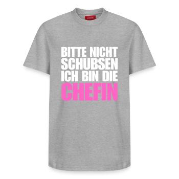 lustiger chefin spruch beste stolze chefin humor - Relaxed Unisex Supima Cotton T-Shirt – von SPREAD - Grau meliert - Vorne - AI Model Female 172 dark (172cm) & AI Model Male 185 dark (185cm)