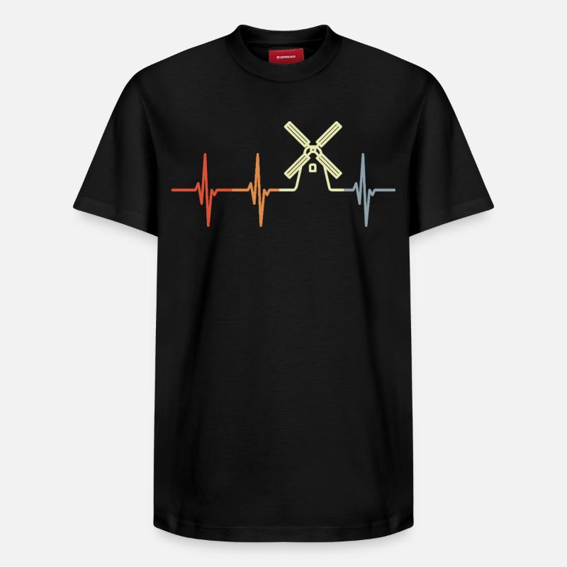 Cardiogramme du moulin à vent - T-shirt unisexe décontracté en coton Supima – de SPREAD - noir