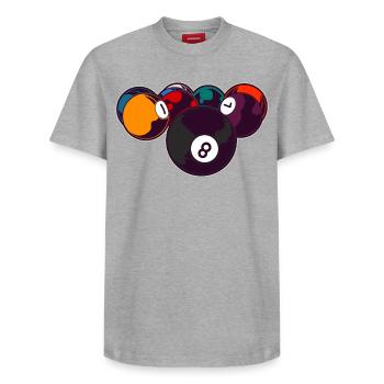 Billard 8 Ball - Relaxed Unisex Supima Cotton T-Shirt – von SPREAD - Grau meliert - Vorne - AI Model Female 172 dark (172cm) & AI Model Male 185 dark (185cm)