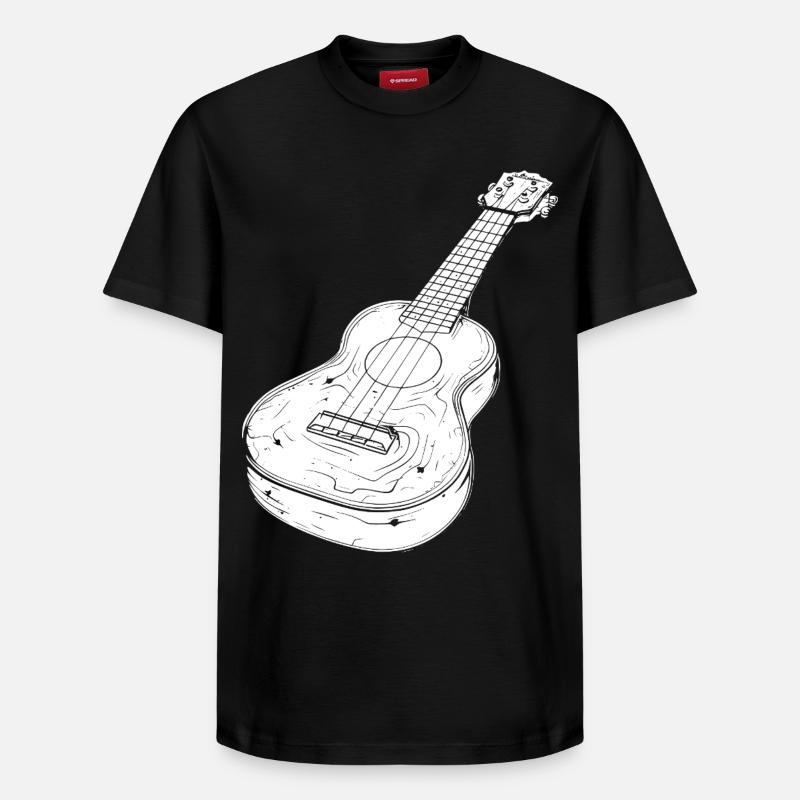 Dessin de ukulélé - T-shirt unisexe décontracté en coton Supima – de SPREAD - noir