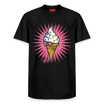 Cream Cartoon Look - Relaxed Unisex Supima Cotton T-Shirt – by SPREAD - black - Front - AI Model Female 172 light (172cm) & AI Model Male 178 light (178cm)