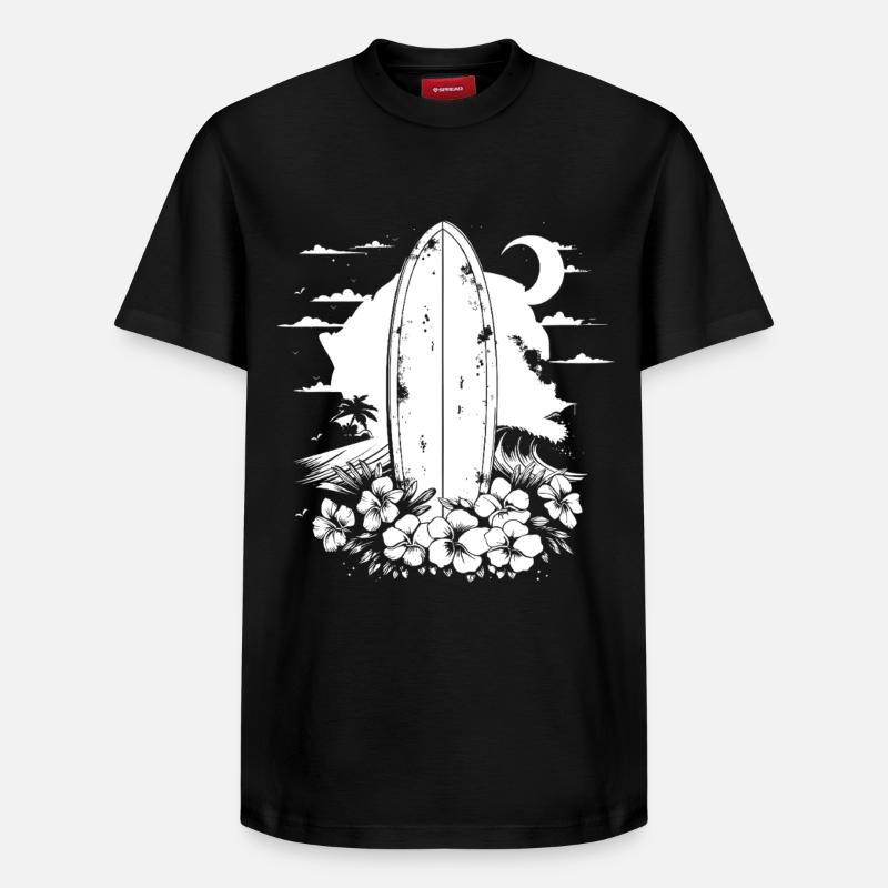 Planche de surf - T-shirt unisexe décontracté en coton Supima – de SPREAD - noir