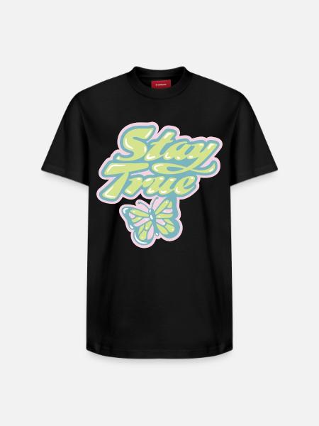 Stay True – Soft Pastel Retro - Relaxed Unisex Supima Cotton T-Shirt – by SPREAD - black