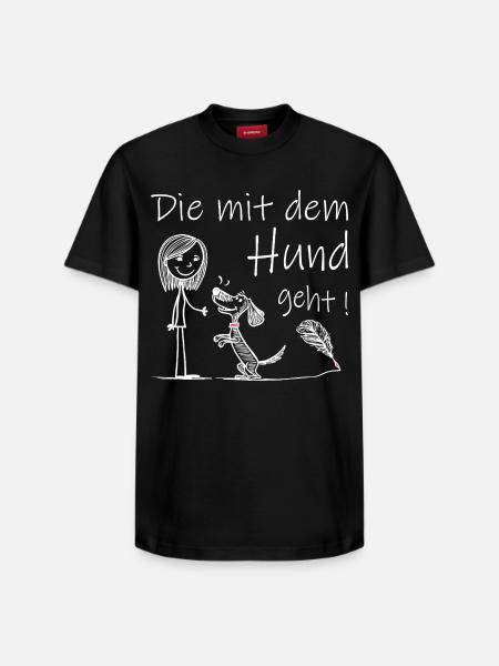 Who goes with the dog! - Relaxed Unisex Supima Cotton T-Shirt – by SPREAD - black