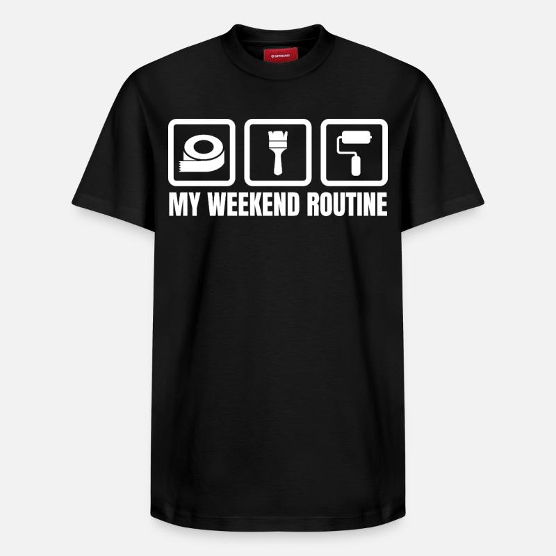 Ma routine du week-end - T-shirt unisexe décontracté en coton Supima – de SPREAD - noir