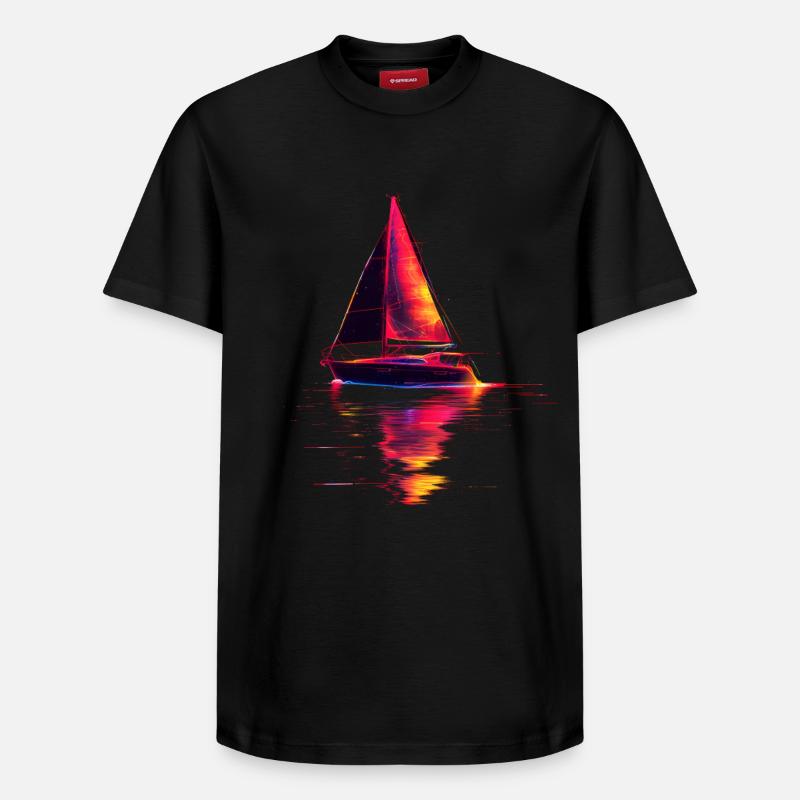 Segelschiff Retrowave - Relaxed Unisex Supima Cotton T-Shirt – von SPREAD - Schwarz