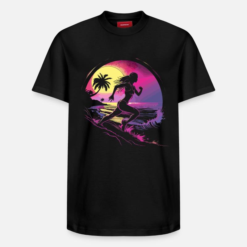 Runner Synthwave - Relaxed Unisex Supima Cotton T-Shirt – by SPREAD - black