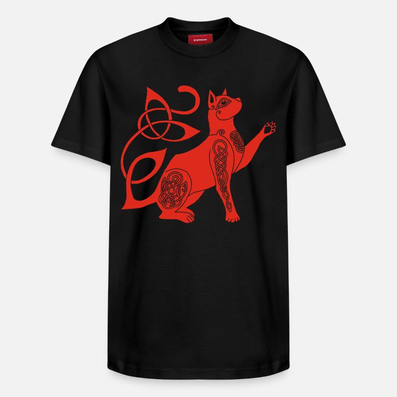 Chat rouge celte - T-shirt unisexe décontracté en coton Supima – de SPREAD - noir