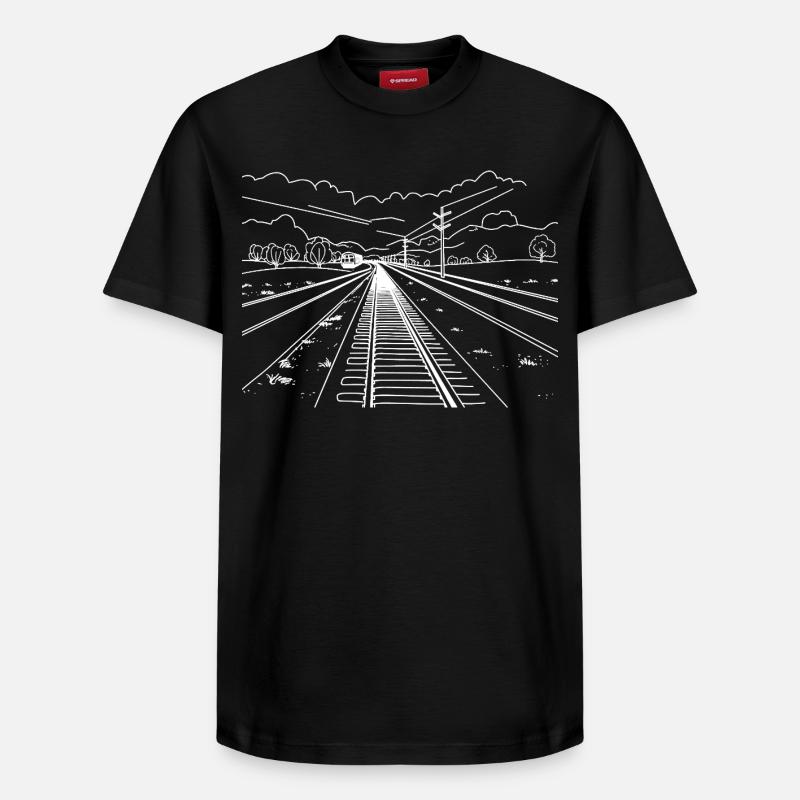 Eisenbahnstrecke - Relaxed Unisex Supima Cotton T-Shirt – von SPREAD - Schwarz
