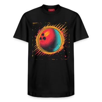 Bowling Vaporwave - Relaxed Unisex Supima Cotton T-Shirt – by SPREAD - black - Front - AI Model Female 172 light (172cm) & AI Model Male 178 light (178cm)