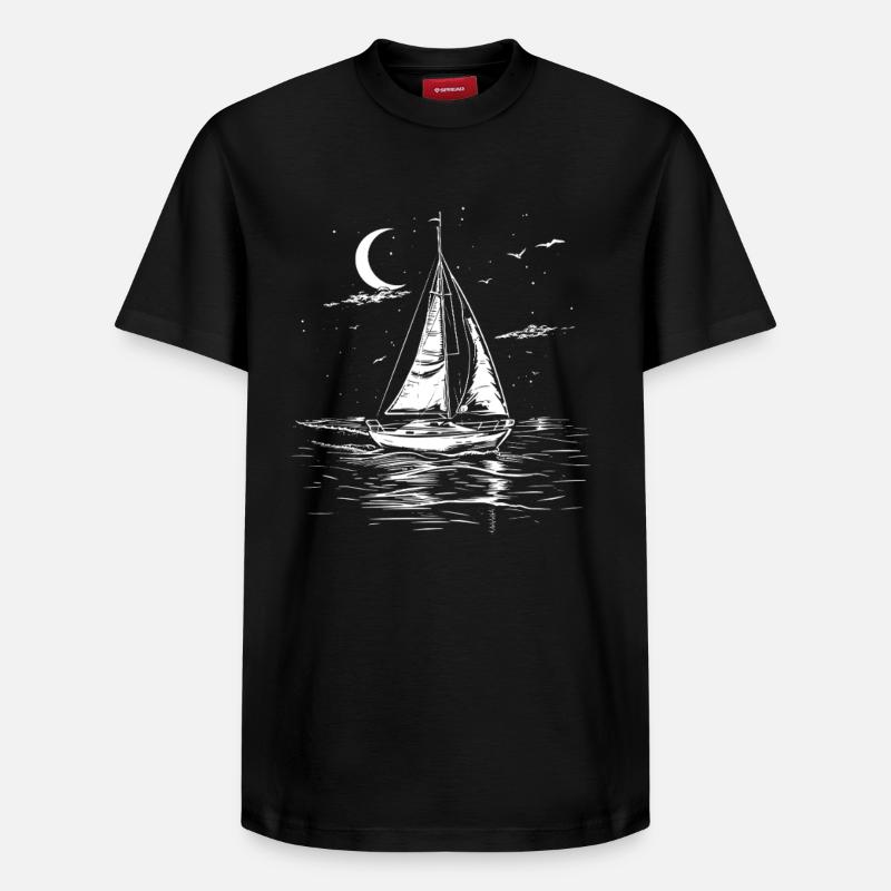 Dessin de voile - T-shirt unisexe décontracté en coton Supima – de SPREAD - noir