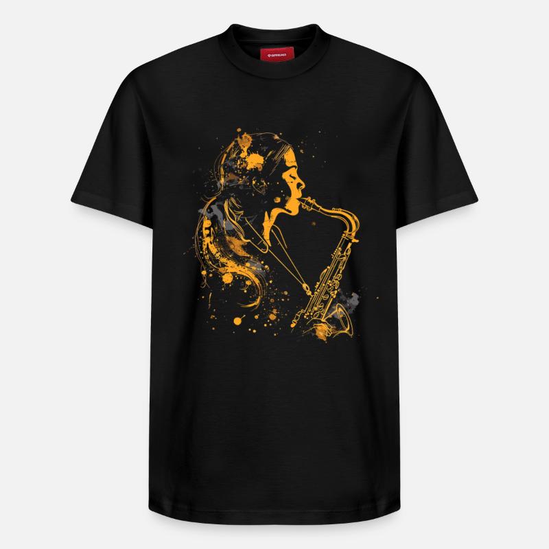 Saxophon Mädchen Graffiti - Relaxed Unisex Supima Cotton T-Shirt – von SPREAD - Schwarz
