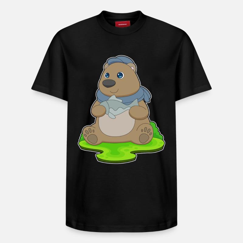 Poisson-ours - T-shirt unisexe décontracté en coton Supima – de SPREAD - noir