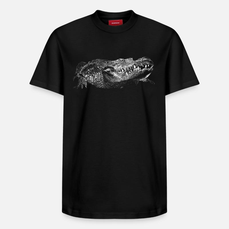 Krokodil - Relaxed Unisex Supima Cotton T-Shirt – von SPREAD - Schwarz