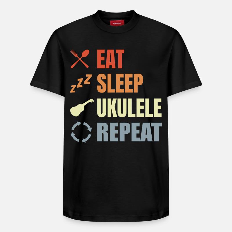 Eat Sleep Ukulele Repeat - Relaxed Unisex Supima Cotton T-Shirt – von SPREAD - Schwarz