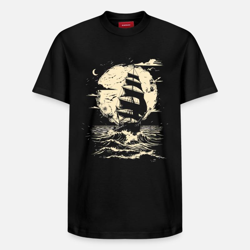 Dessin de voile - T-shirt unisexe décontracté en coton Supima – de SPREAD - noir
