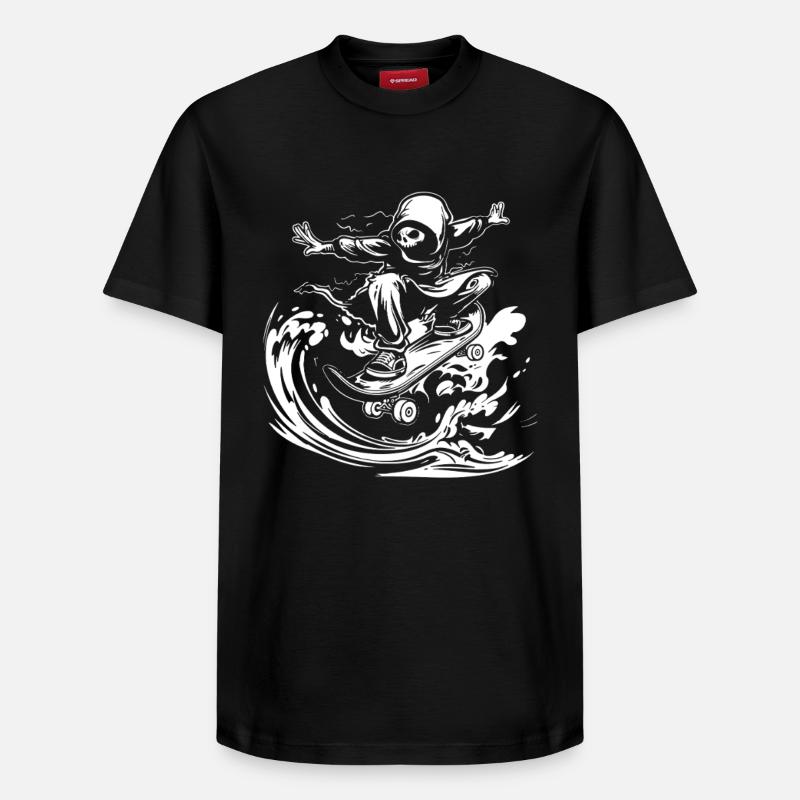 Bande dessinée de skateboard - T-shirt unisexe décontracté en coton Supima – de SPREAD - noir