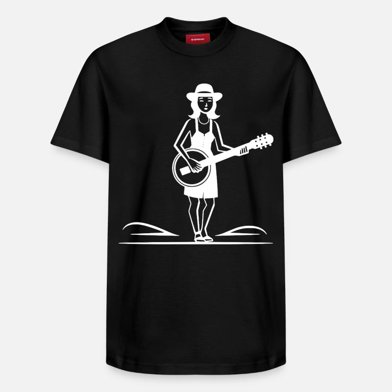 Banjo Player Sketch - Relaxed Unisex Supima Cotton T-Shirt – by SPREAD - black