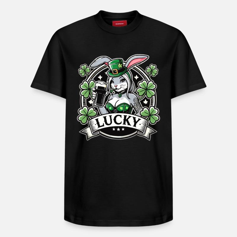 Saint-Patrick Bunny Bunny Bière Happy - T-shirt unisexe décontracté en coton Supima – de SPREAD - noir