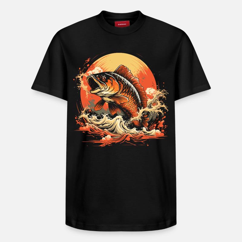 Illustration de pêche - T-shirt unisexe décontracté en coton Supima – de SPREAD - noir
