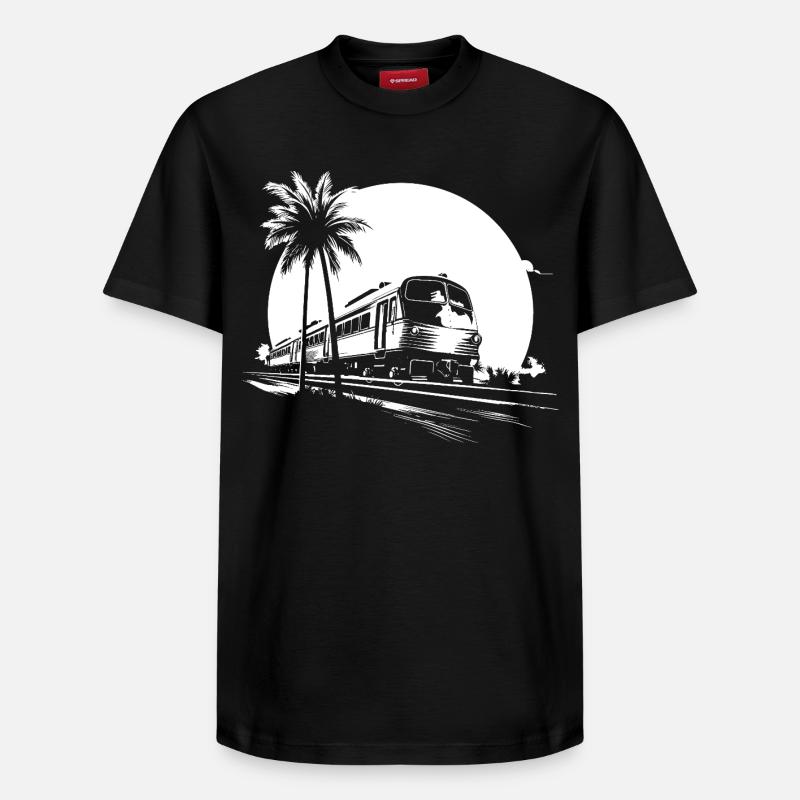 Graphismes de train - T-shirt unisexe décontracté en coton Supima – de SPREAD - noir