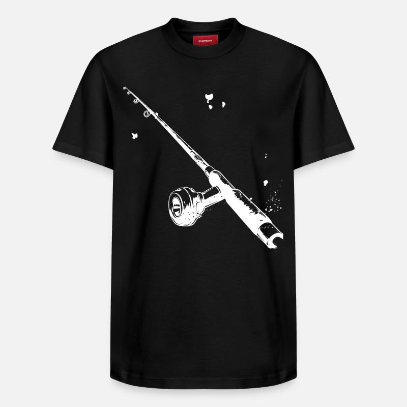 Dessin de canne à pêche - T-shirt unisexe décontracté en coton Supima – de SPREAD - noir