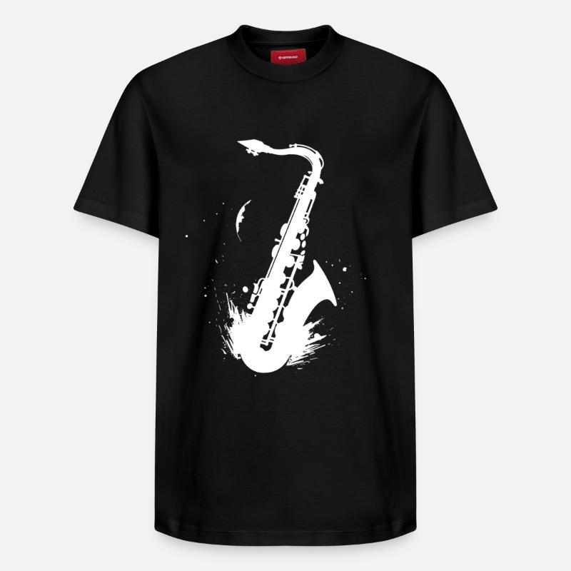 Graphisme pour saxophone - T-shirt unisexe décontracté en coton Supima – de SPREAD - noir