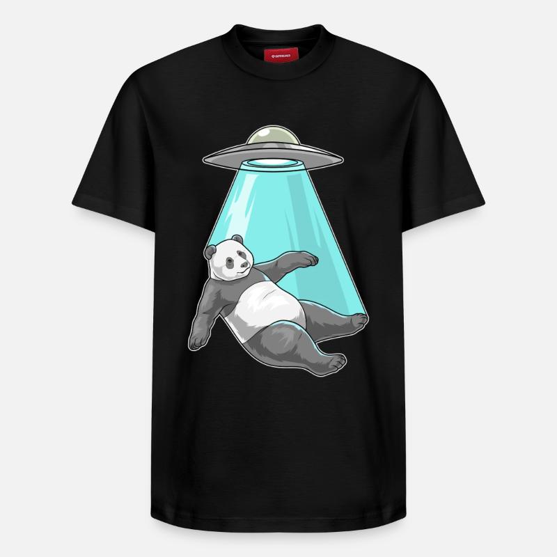 Panda Raumschiff - Relaxed Unisex Supima Cotton T-Shirt – von SPREAD - Schwarz