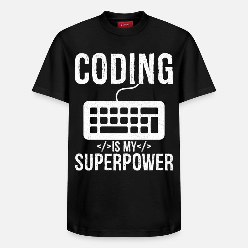 coding is my superpower - Relaxed Unisex Supima Cotton T-Shirt – von SPREAD - Schwarz