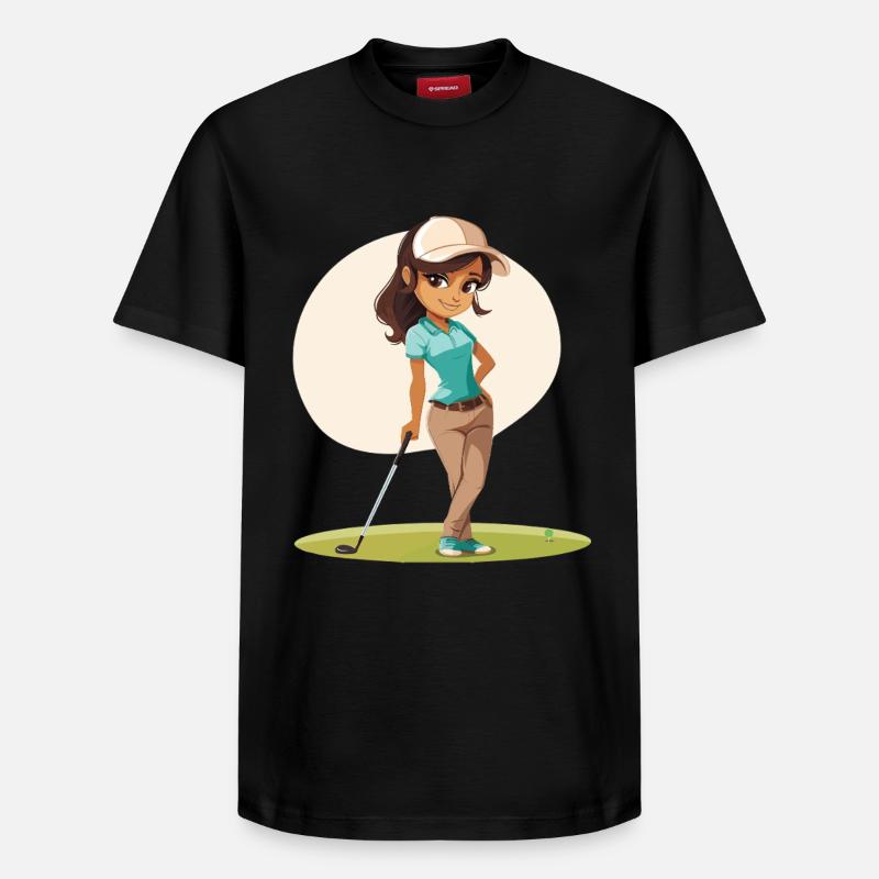 Weiblicher Golfer Comic - Relaxed Unisex Supima Cotton T-Shirt – von SPREAD - Schwarz