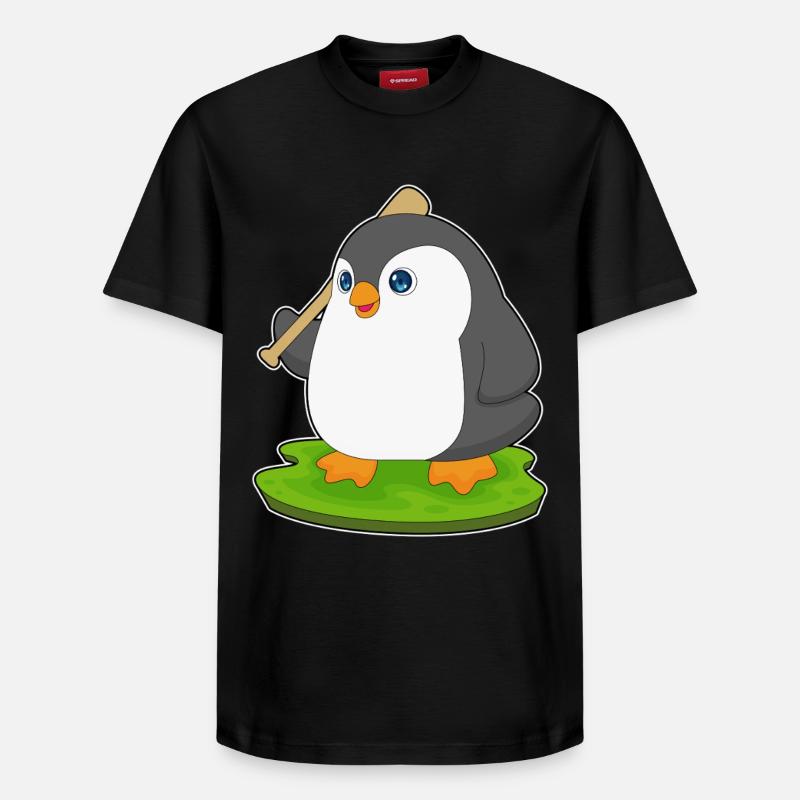 Penguin Baseball Batte de Baseball - T-shirt unisexe décontracté en coton Supima – de SPREAD - noir