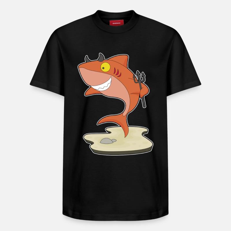 Requin Diable d’Halloween - T-shirt unisexe décontracté en coton Supima – de SPREAD - noir