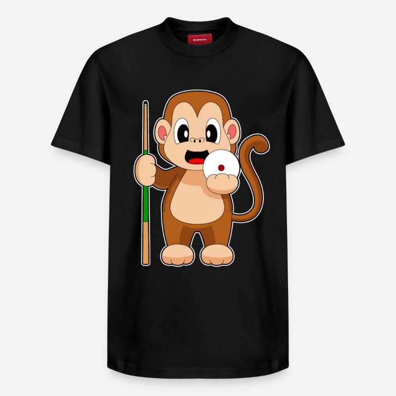 Affe Billiard Queue - Relaxed Unisex Supima Cotton T-Shirt – von SPREAD - Schwarz