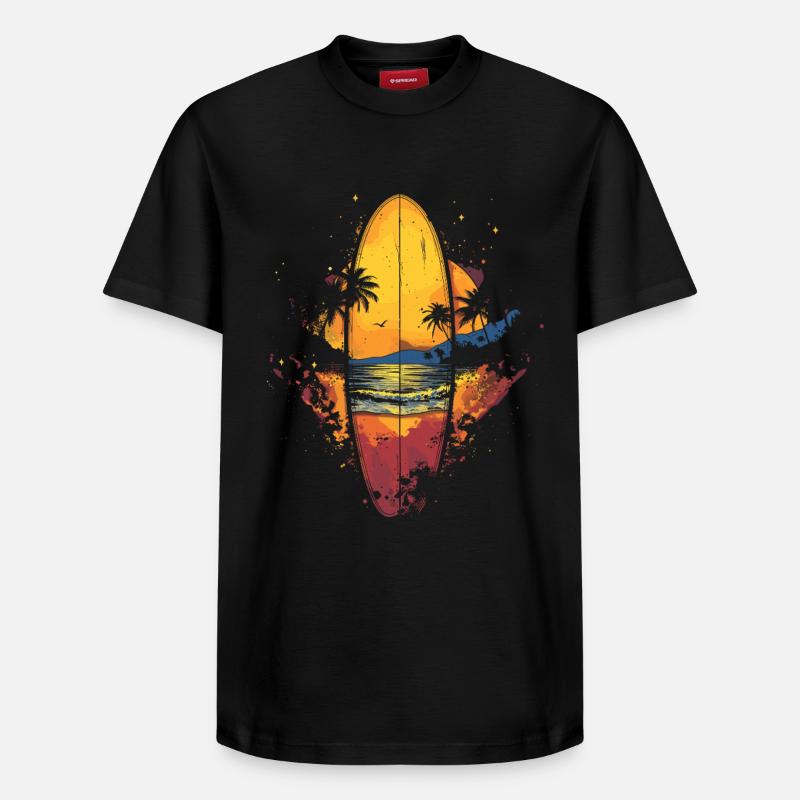 Planche de surf - T-shirt unisexe décontracté en coton Supima – de SPREAD - noir